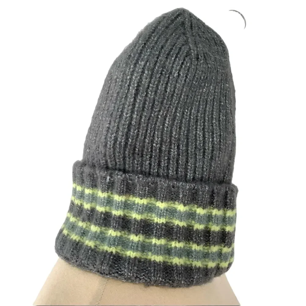 A New Day Gray Striped Cuffed Beanie One Size‎
